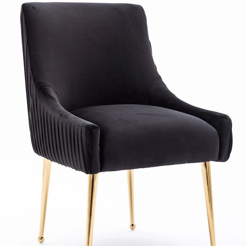 Ensemble de 8 chaises de salle à manger glamour en velours capitonné avec pieds en métal doré - capacité de 250 lb