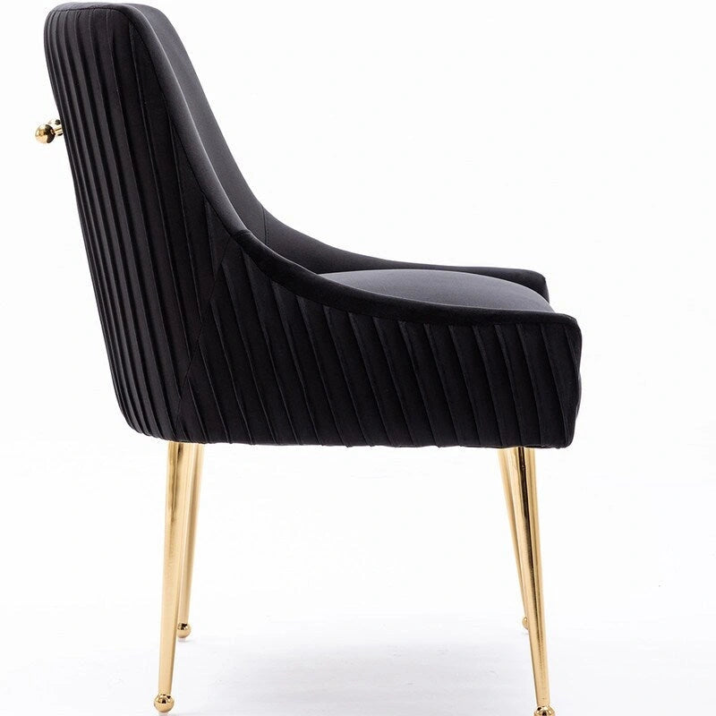Ensemble de 8 chaises de salle à manger glamour en velours capitonné avec pieds en métal doré - capacité de 250 lb