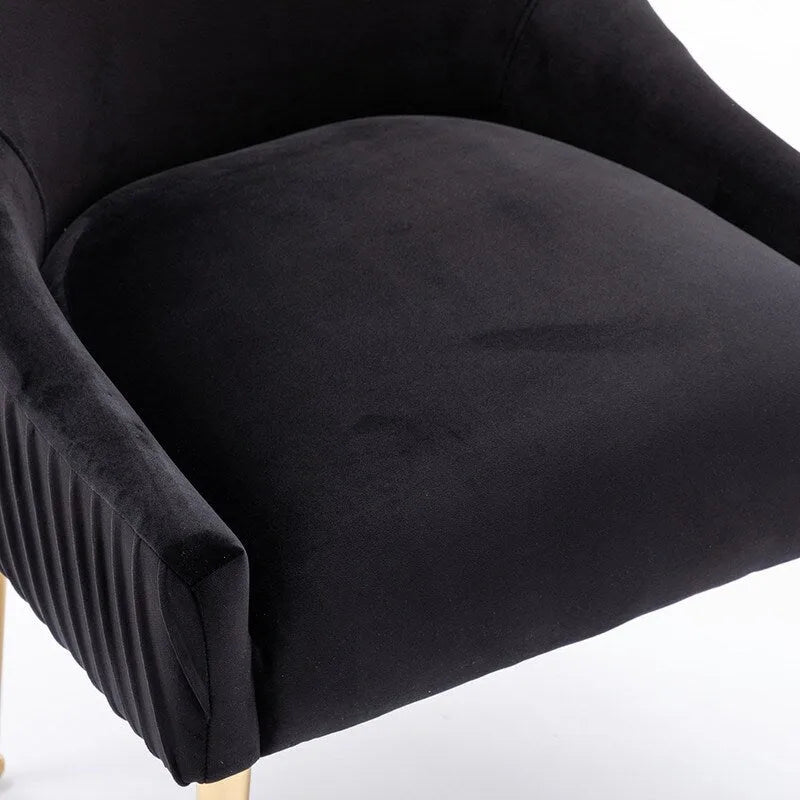 Ensemble de 8 chaises de salle à manger glamour en velours capitonné avec pieds en métal doré - capacité de 250 lb