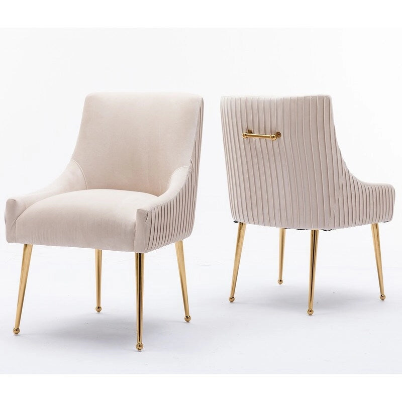 Ensemble de 8 chaises de salle à manger glamour en velours capitonné avec pieds en métal doré - capacité de 250 lb