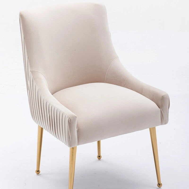 Ensemble de 8 chaises de salle à manger glamour en velours capitonné avec pieds en métal doré - capacité de 250 lb