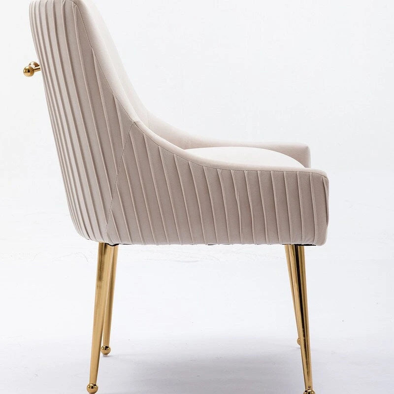 Ensemble de 8 chaises de salle à manger glamour en velours capitonné avec pieds en métal doré - capacité de 250 lb