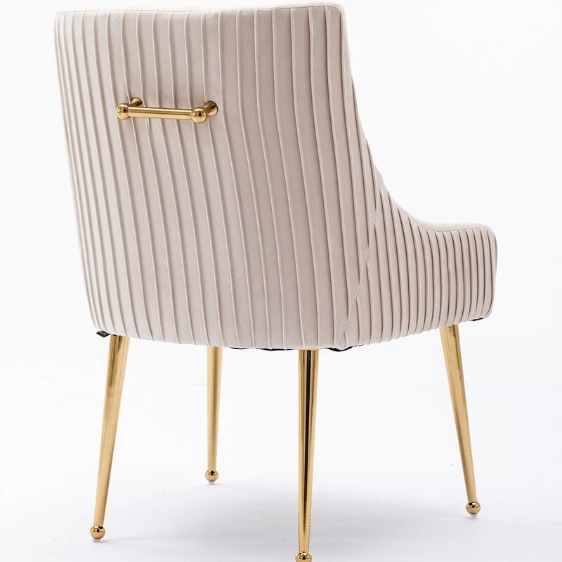 Ensemble de 8 chaises de salle à manger glamour en velours capitonné avec pieds en métal doré - capacité de 250 lb