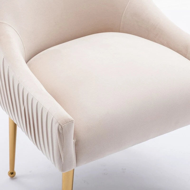 Ensemble de 8 chaises de salle à manger glamour en velours capitonné avec pieds en métal doré - capacité de 250 lb