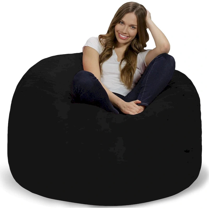 4-Foot Memory Foam Bean Bag Chair with Removable Microsuede Cover