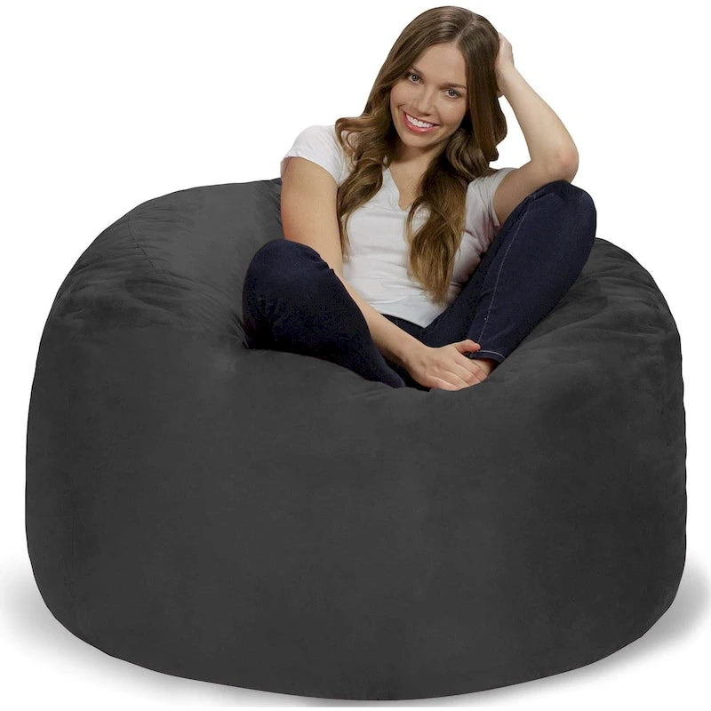 4-Foot Memory Foam Bean Bag Chair with Removable Microsuede Cover