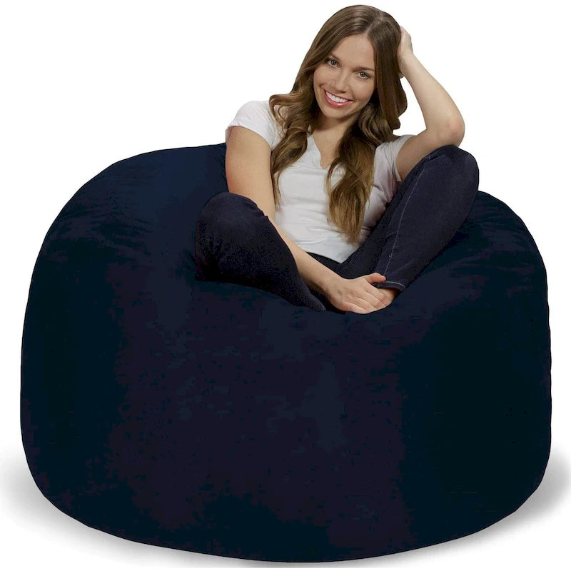 4-Foot Memory Foam Bean Bag Chair with Removable Microsuede Cover