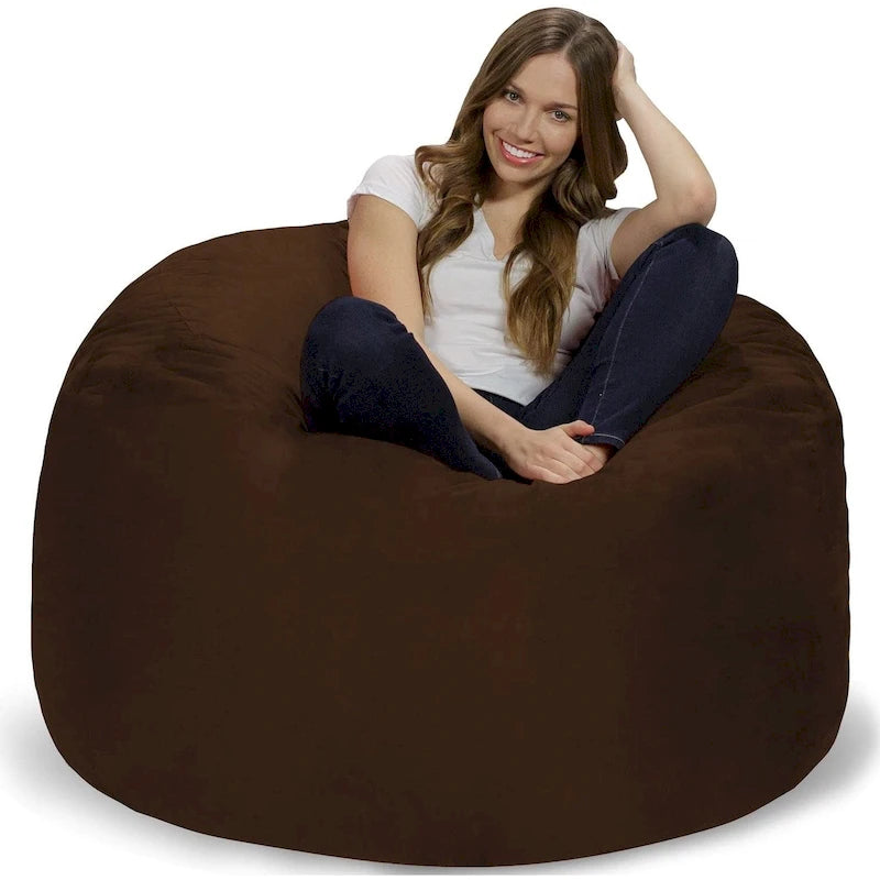 4-Foot Memory Foam Bean Bag Chair with Removable Microsuede Cover