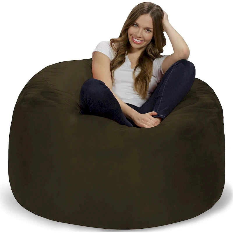 4-Foot Memory Foam Bean Bag Chair with Removable Microsuede Cover