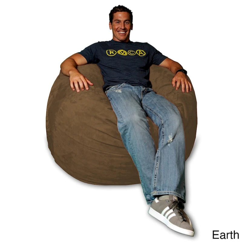 4-Foot Memory Foam Bean Bag Chair with Removable Microsuede Cover