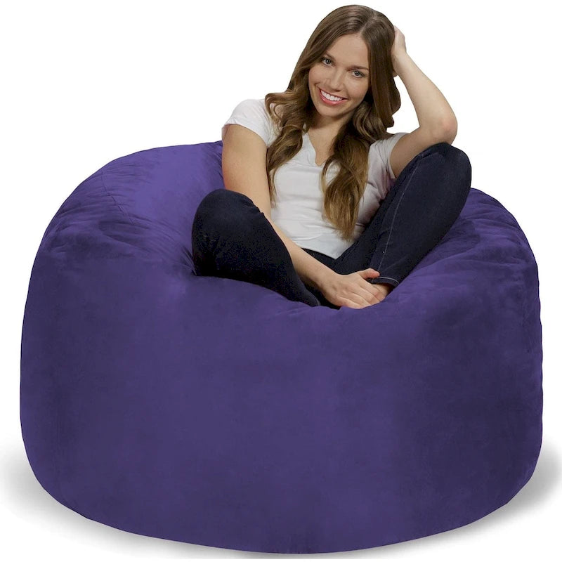 4-Foot Memory Foam Bean Bag Chair with Removable Microsuede Cover