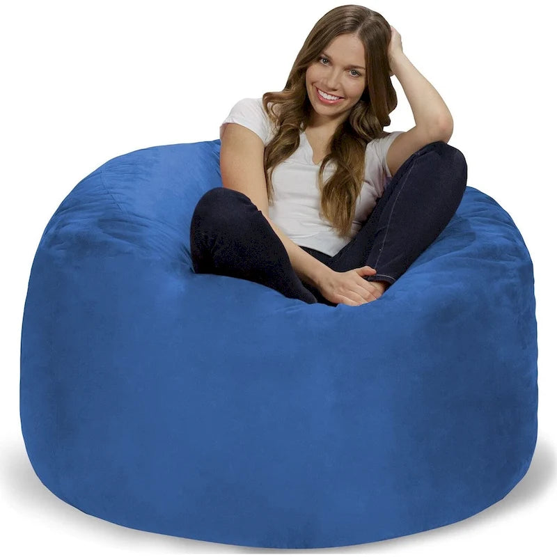 4-Foot Memory Foam Bean Bag Chair with Removable Microsuede Cover