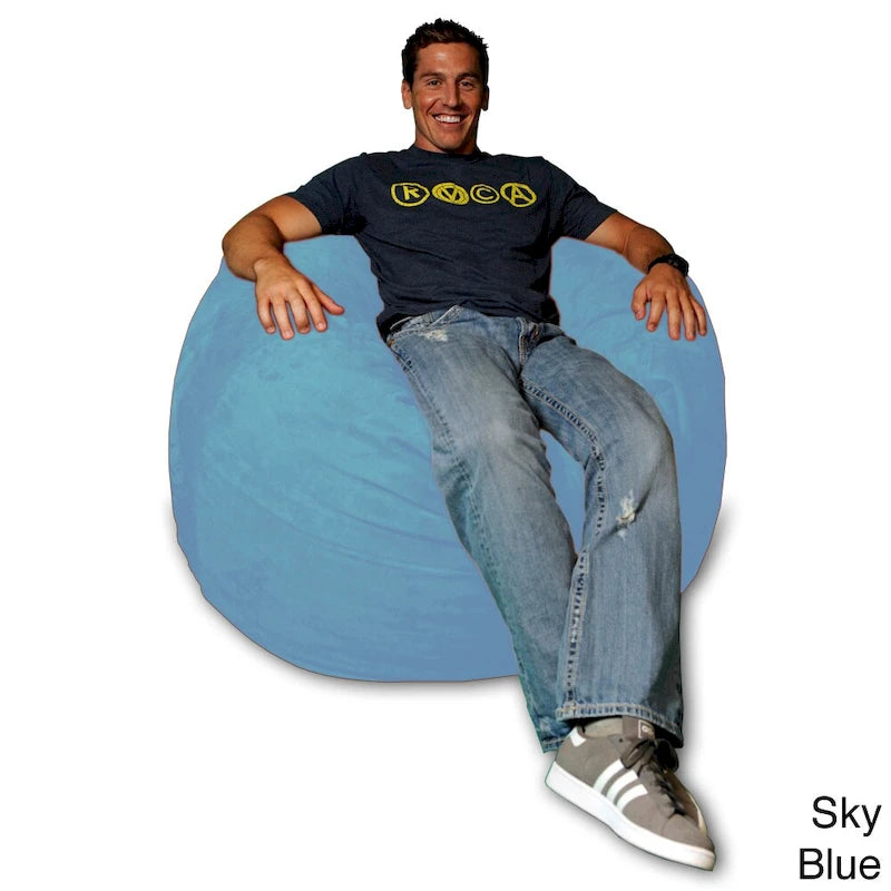 4-Foot Memory Foam Bean Bag Chair with Removable Microsuede Cover