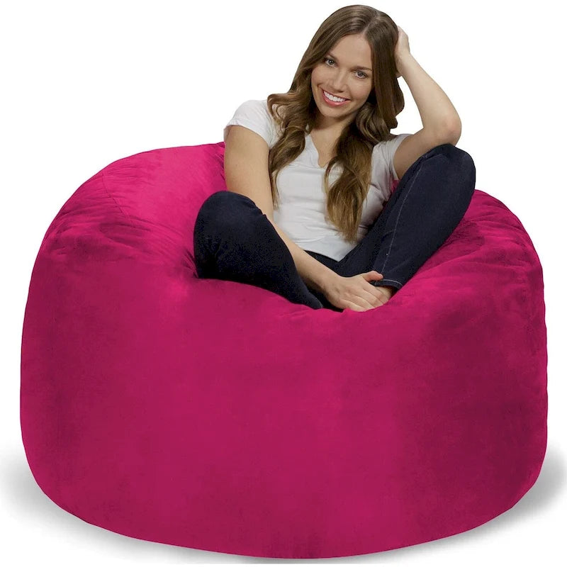 4-Foot Memory Foam Bean Bag Chair with Removable Microsuede Cover