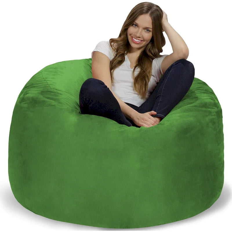 4-Foot Memory Foam Bean Bag Chair with Removable Microsuede Cover