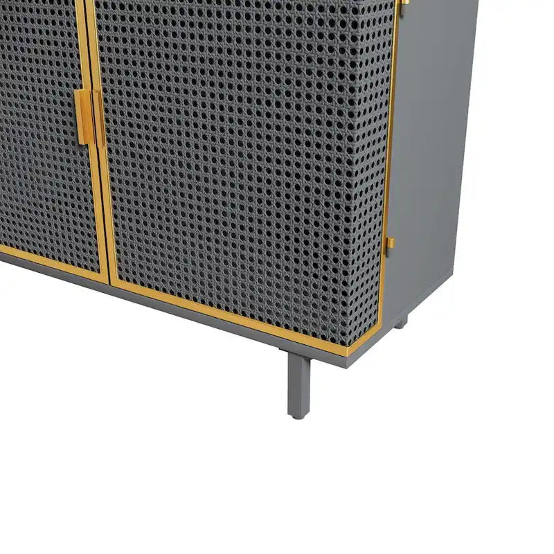Credenza grigio scuro con 3 cassetti e vani, in ferro e legno, con 2 o 4 ante