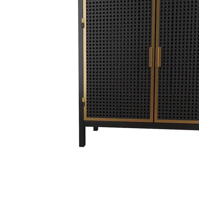 Credenza grigio scuro con 3 cassetti e vani, in ferro e legno, con 2 o 4 ante