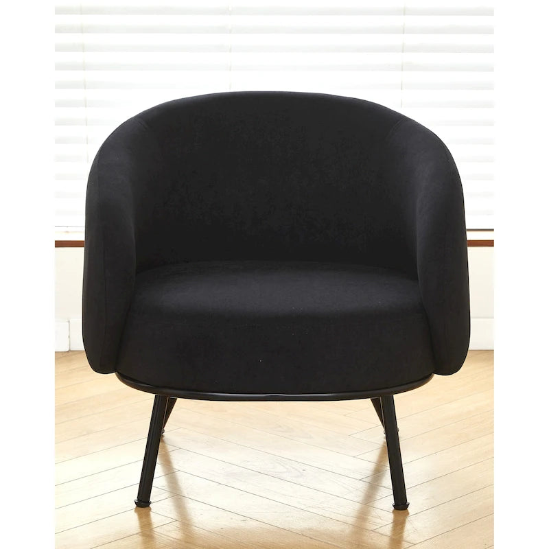 Mid-Century Barrel Back Velvet Accent Chair with Metal Legs