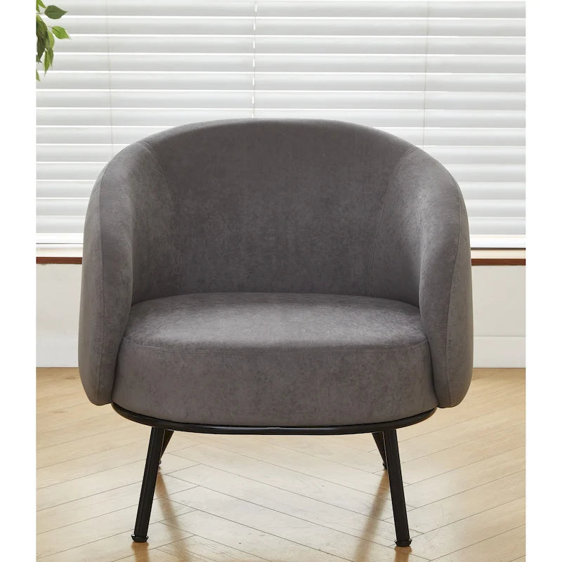Mid-Century Barrel Back Velvet Accent Chair with Metal Legs