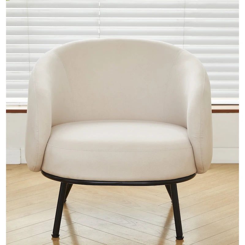 Mid-Century Barrel Back Velvet Accent Chair with Metal Legs