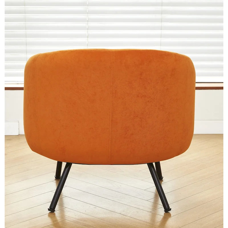 Mid-Century Barrel Back Velvet Accent Chair with Metal Legs