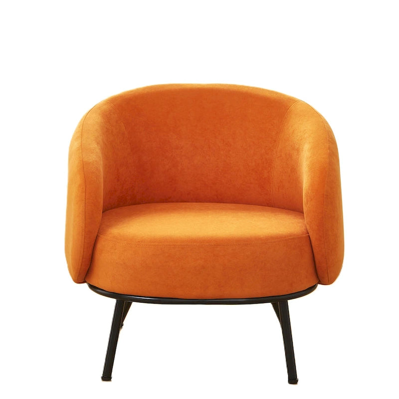 Mid-Century Barrel Back Velvet Accent Chair with Metal Legs