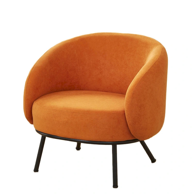 Mid-Century Barrel Back Velvet Accent Chair with Metal Legs