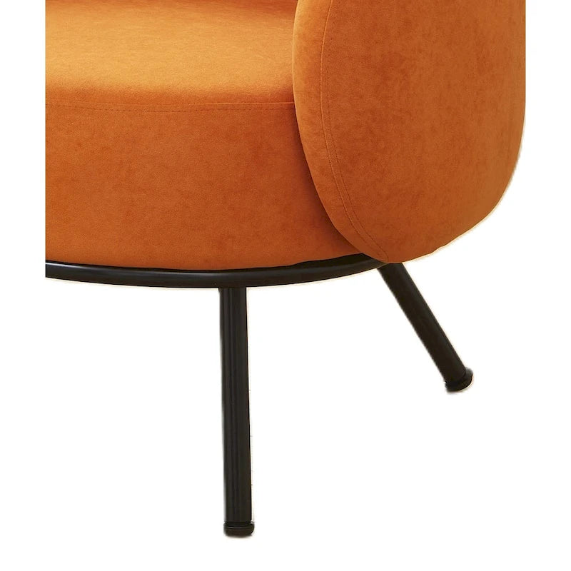Samt-Akzentstuhl mit tonnenförmiger Rückenlehne im Mid-Century-Stil und Metallbeinen