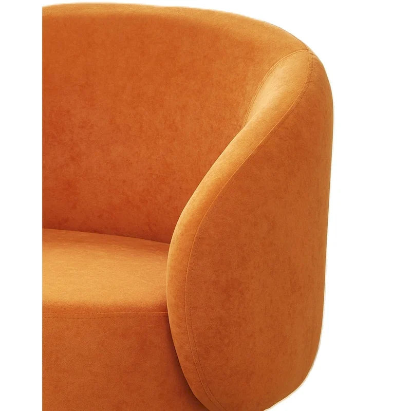 Samt-Akzentstuhl mit tonnenförmiger Rückenlehne im Mid-Century-Stil und Metallbeinen