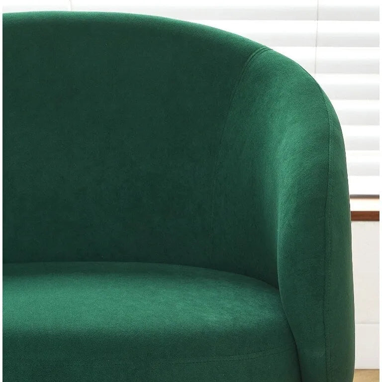 Samt-Akzentstuhl mit tonnenförmiger Rückenlehne im Mid-Century-Stil und Metallbeinen