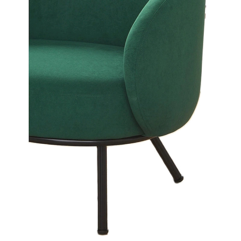 Samt-Akzentstuhl mit tonnenförmiger Rückenlehne im Mid-Century-Stil und Metallbeinen