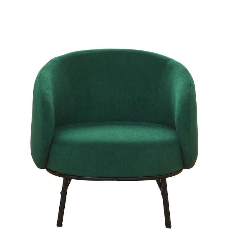 Samt-Akzentstuhl mit tonnenförmiger Rückenlehne im Mid-Century-Stil und Metallbeinen