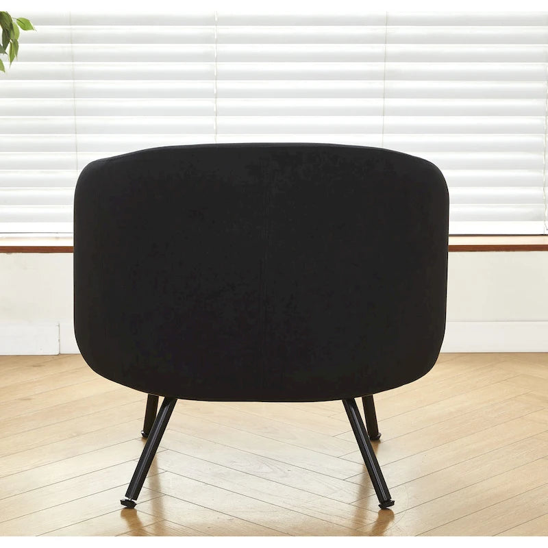 Samt-Akzentstuhl mit tonnenförmiger Rückenlehne im Mid-Century-Stil und Metallbeinen
