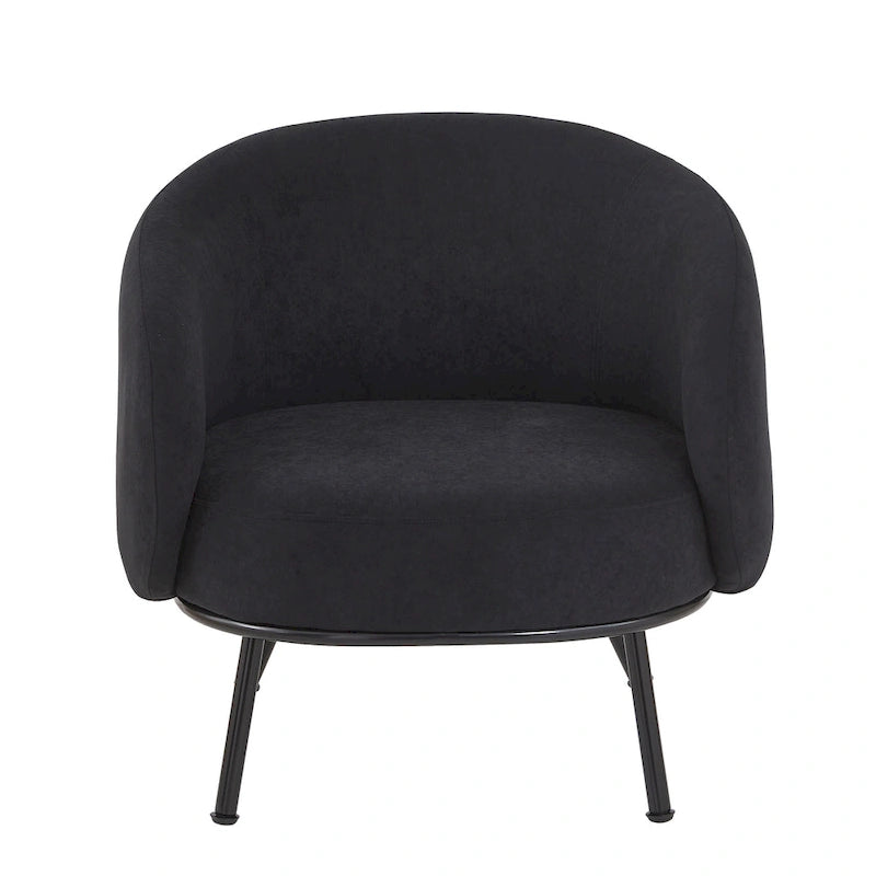 Samt-Akzentstuhl mit tonnenförmiger Rückenlehne im Mid-Century-Stil und Metallbeinen