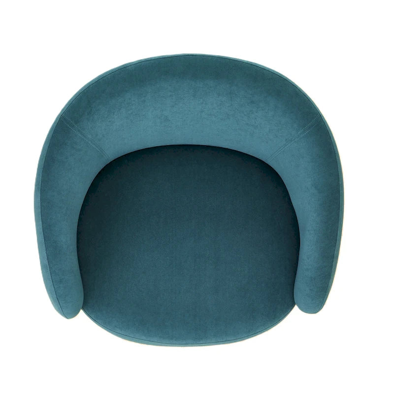 Samt-Akzentstuhl mit tonnenförmiger Rückenlehne im Mid-Century-Stil und Metallbeinen