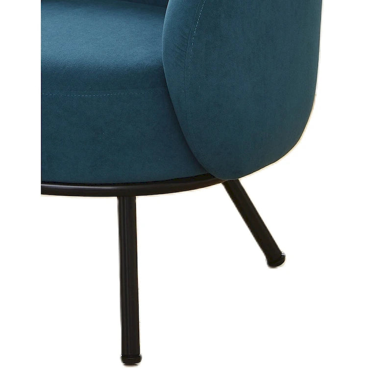 Samt-Akzentstuhl mit tonnenförmiger Rückenlehne im Mid-Century-Stil und Metallbeinen