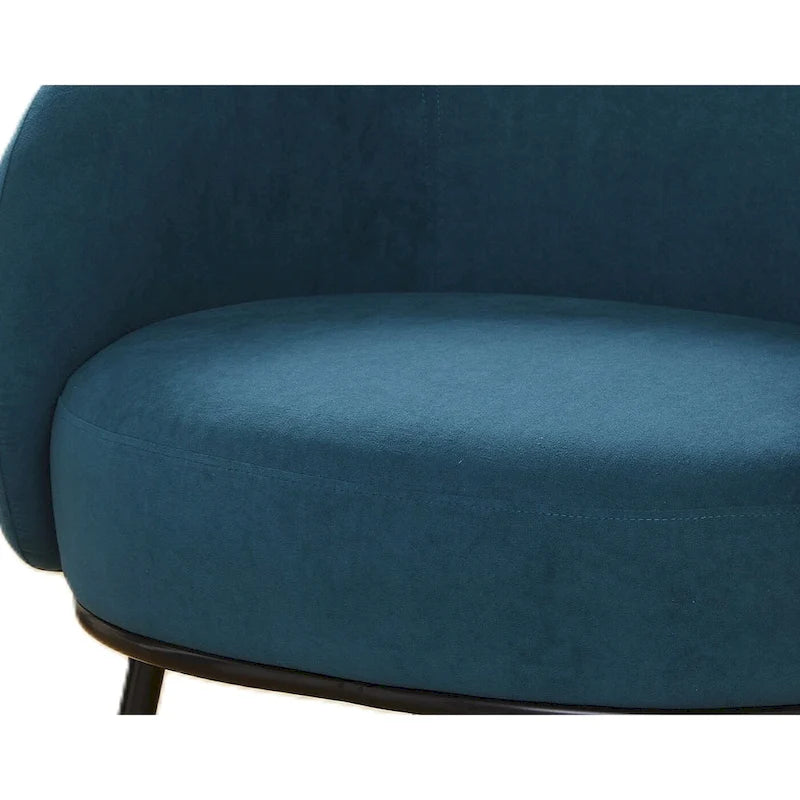 Samt-Akzentstuhl mit tonnenförmiger Rückenlehne im Mid-Century-Stil und Metallbeinen