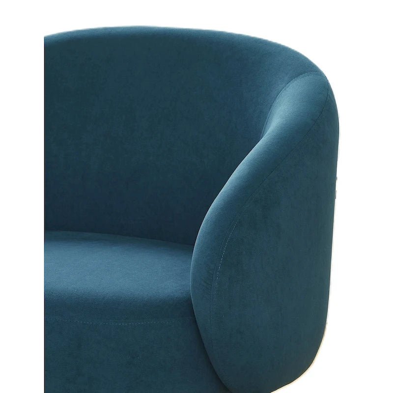 Samt-Akzentstuhl mit tonnenförmiger Rückenlehne im Mid-Century-Stil und Metallbeinen