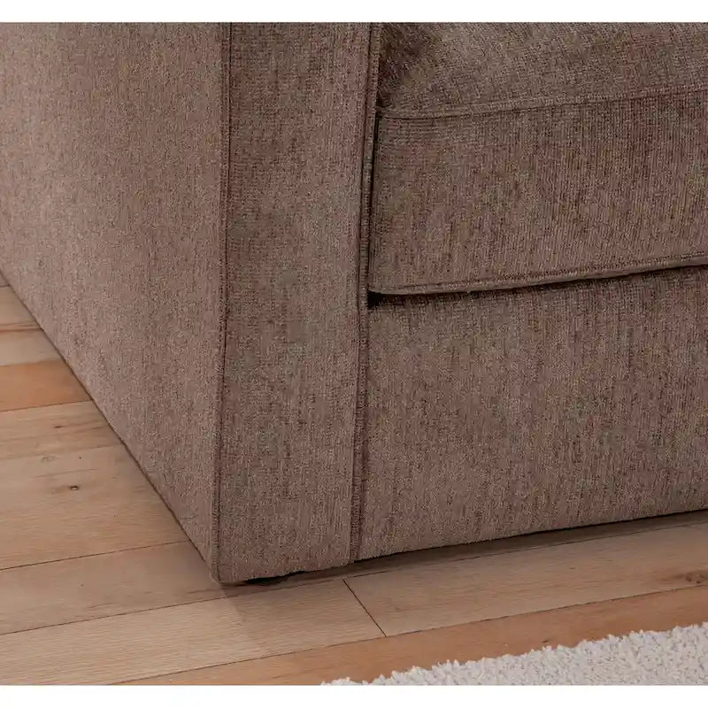 Chenille-Loveseat in Latte mit geraden Armlehnen und Jacquard-Akzentkissen