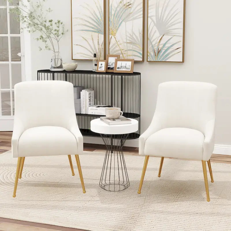 Velvet Upholstered Dining Chairs, Set of 2 - Modern Glam Armless Side Chair