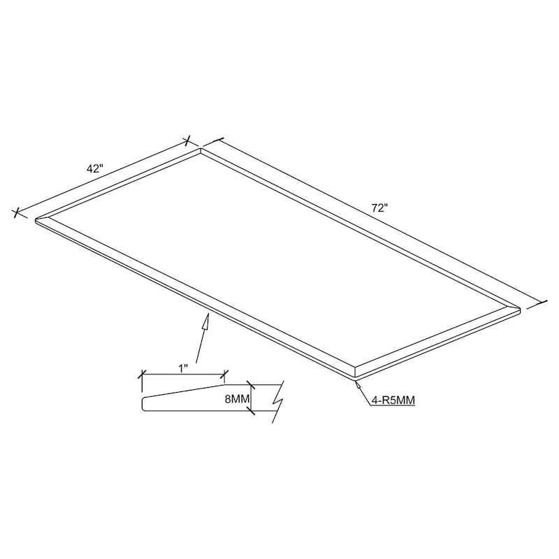 Clear Tempered Glass Table Top with 1-inch Beveled Edge - 7 Size Options