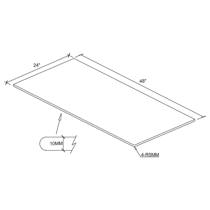 Klare Tischplatte aus gehärtetem Glas mit 1 Zoll abgeschrägter Kante - 7 Größenoptionen