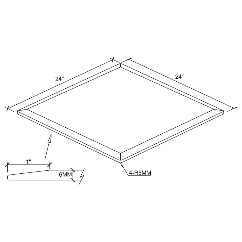 Klare Tischplatte aus gehärtetem Glas mit 1 Zoll abgeschrägter Kante - 7 Größenoptionen