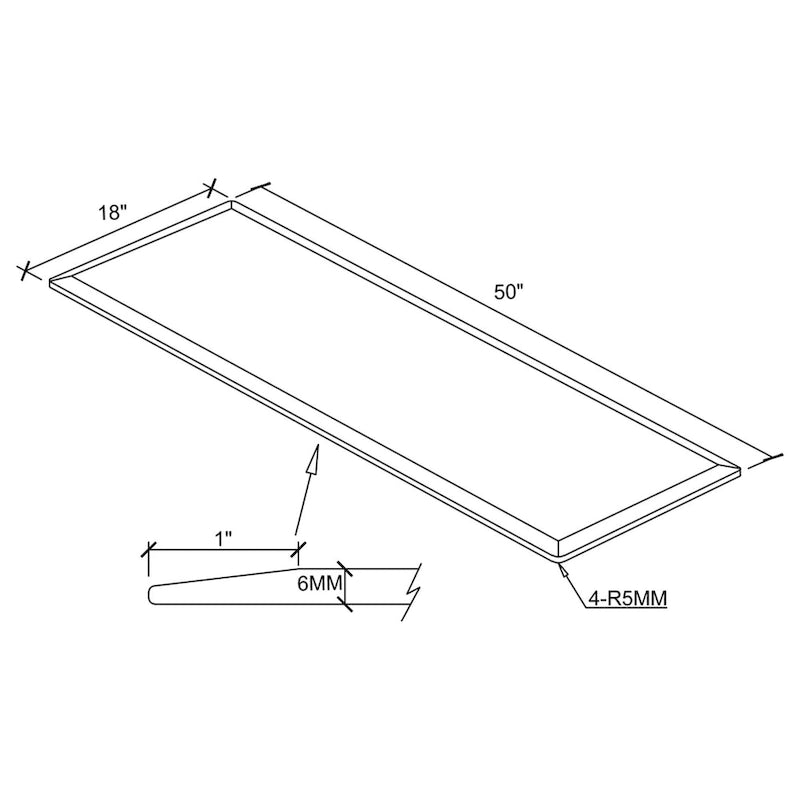 Klare Tischplatte aus gehärtetem Glas mit 1 Zoll abgeschrägter Kante - 7 Größenoptionen
