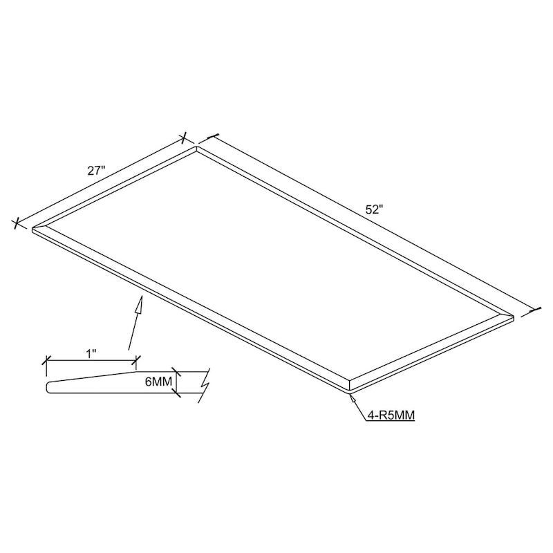 Klare Tischplatte aus gehärtetem Glas mit 1 Zoll abgeschrägter Kante - 7 Größenoptionen