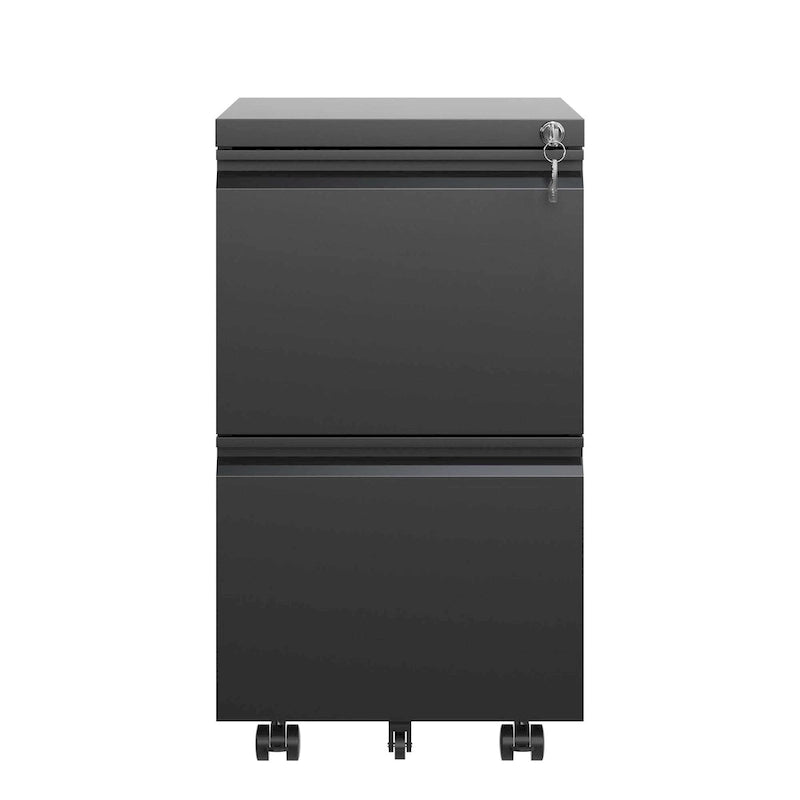 2-Drawer Rolling Metal File Cabinet with Lock - Fits Letter, Legal, A4