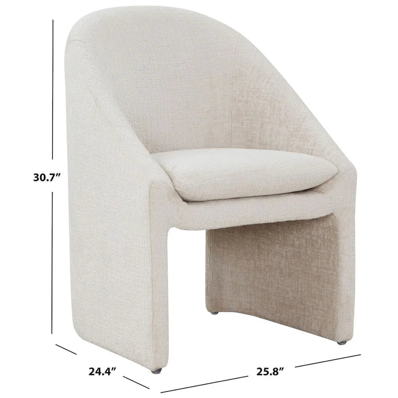Cream Chenille Upholstered Dining Chair - 26W x 24D x 31H in.